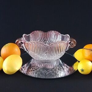 Mikasa Crystal Swan Bowl: Pink Accents, Walther Glass